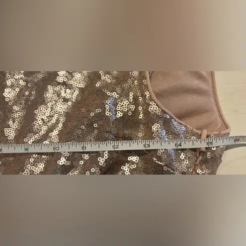 Lulu’s High Neck Cowl Back Maxi Sequin Dress, Gold/Tan, Size S Gold