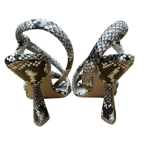 MERCEDES CASTILLO Sz 7 37 Snakeskin Emboss Leather Asymmetric Slingback Sandals Black