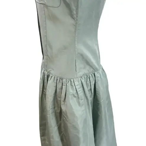 Rickie Freeman for Teri Jon Teal Blue Green Drop Waist Shirtdress Silk Size 10