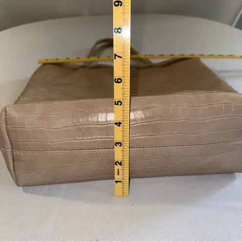 Carlos Falchi • Crocodile Embossed Tote Bag Faux Leather Large Roomy Gray