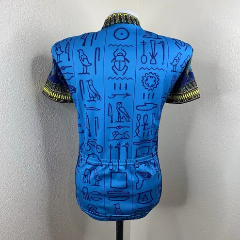 Primal Wear Egyptian Queen Of De Nile Cycling Jersey Womens Sz S Hieroglyph Blue