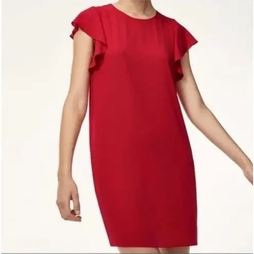 Babaton Aritzia Ruffle Short Cap Sleeves Burt Mini Shift Dress Black Size Large