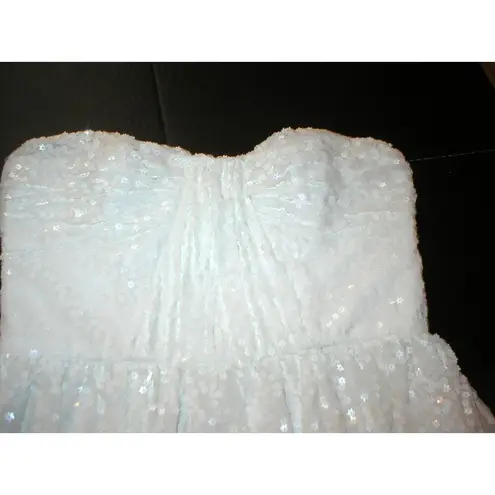 Jill Stuart New NWT $385 Womens 8 Jill White Floral Flower Sequin Dress Beautifu - Image 9