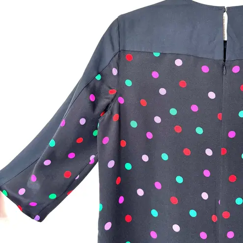Akris Punto Silk Long Sleeved Multicolored Polka Dot Dress With Pockets Size 8