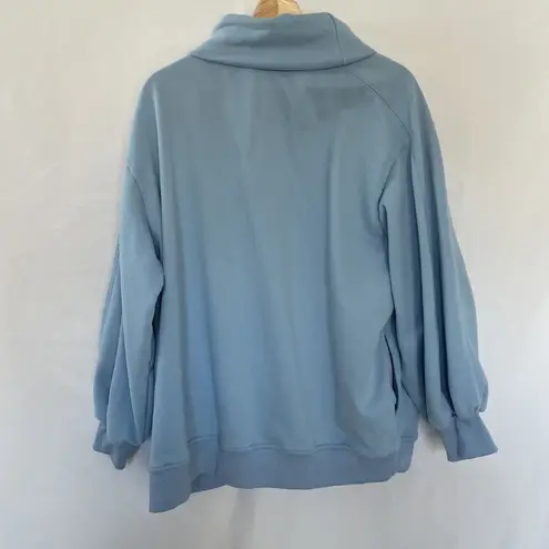 Anrabess Light Blue Oversized Pullover Sweatshirt With Cowl Neck & Ribbed Cuffs Size L