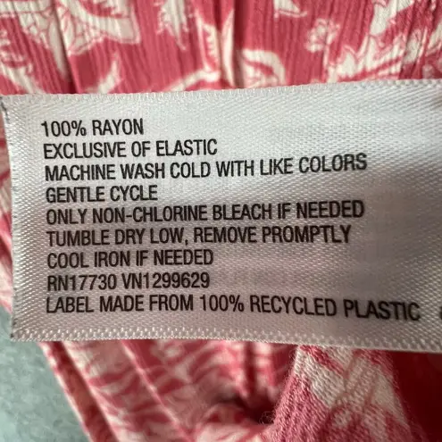 Knox Rose  Dress Womens M Pink White Floral Button Front Sleeveless Smocked Boho