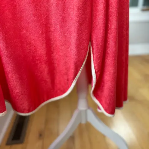 Vintage 70’s 80’s Ginger Snaps Coral Red White Terrycloth Dolphin Hem Midi Dress