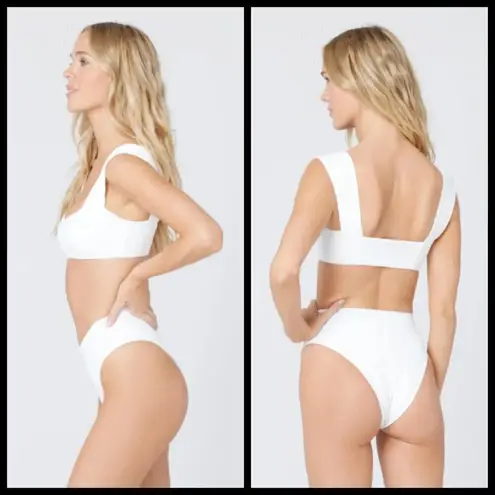 l*space 💕L*💕 Pointelle Rib Bikini Set Gizelle Top (M) + Desi Bottom (S) White NWT