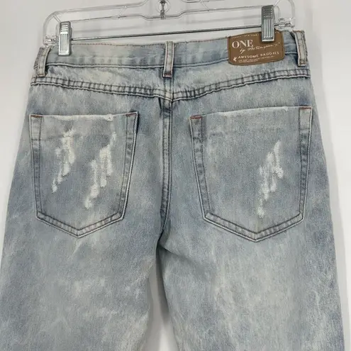 One Teaspoon ONE By  Awesome Baggies Jeans Light Wash Ripped Mid Rise Size 26