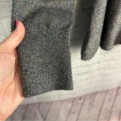 Thalia Sodi silver sparkle peplum sweater cutout glam size XL chic retro flared