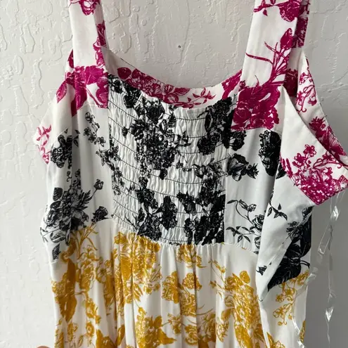 MSK Multi Floral Patchwork Style Maxi Tank Smock Back Dress XL NWT Pink