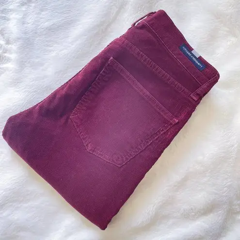 Citizens of Humanity  Burgundy Harlow Ankle Midrise Slim Corduroy Pants Size 25