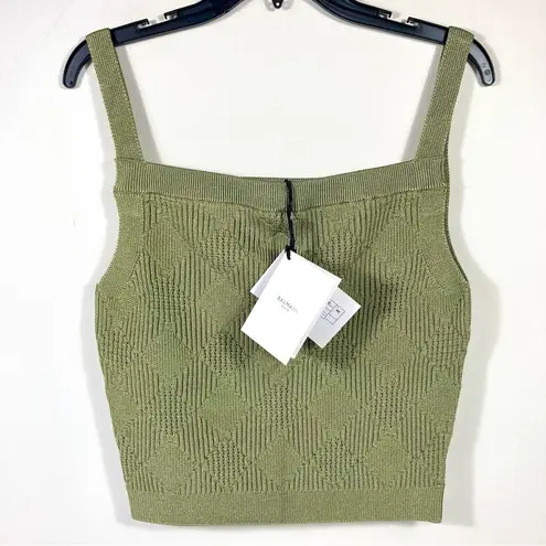 Balmain Vichy Gingham Knit Tank Top Olive Green 44 FR 12 US NWT DF0AB051KH60
