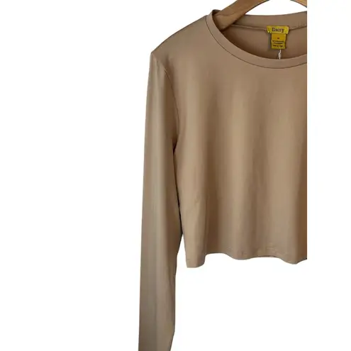 Daisy Cropped Top Women's Size 3X Beige Long Sleeve Stretch Polyester NWT