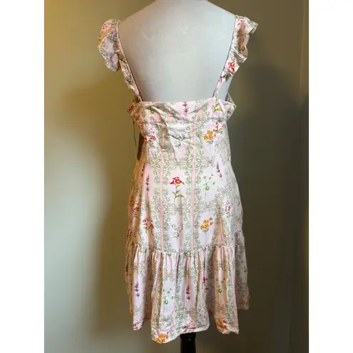 Aguabendita X target Pink Floral Ruffle Tiered Mini Dress m boho cottage fairy Size M