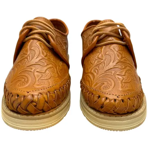 Artesanias Rauger Tooled Made in Mexico Leather Shoes Brown 6