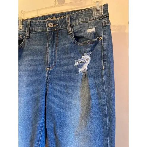 Arizona Jeans Womens Distressed Bootcut Denim Pants With Faded Detailing Size 6