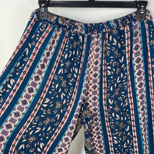 Angie  Boho Mixed Print Pull On Pants Wide Leg relaxed size Large