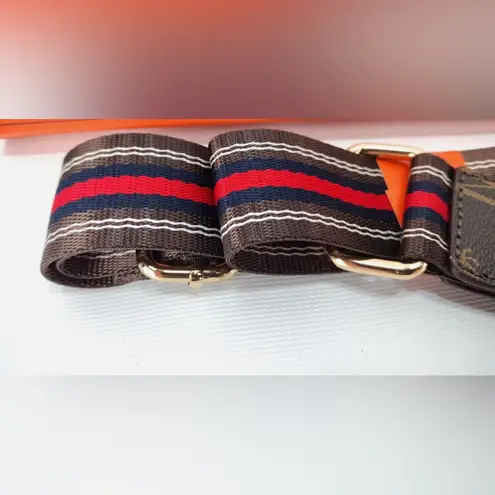 Montana West Adjustable Crossbody Strap – Red & Brown Stripe with Gold Hardware