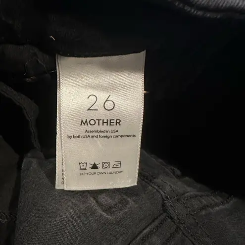 MOTHER LOOKER ANKLE FRAY GUILTY AS SIN BLACK DISTRESSED STRETCH JEANS PANTS 26