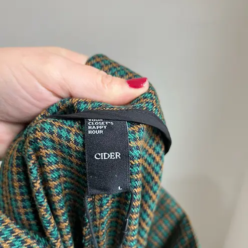 Cider High Waist Gingham Wide Leg Pants Grandpa Core Green Tan NWT Sz Large