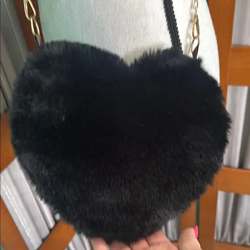 Adorable Black Faux Fur Shoulder Bag
