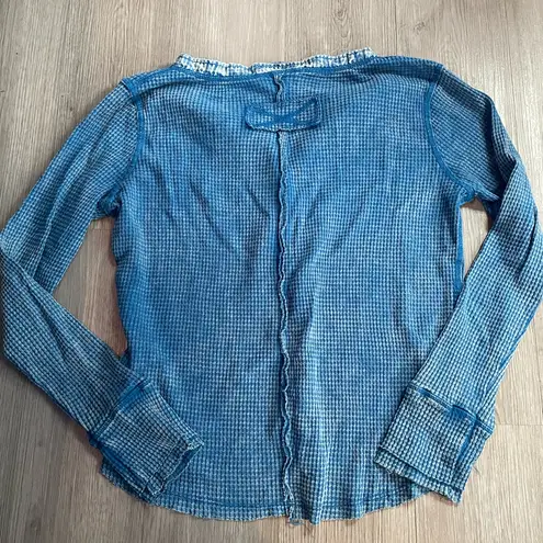 Zenana Outfitters Washed Baby Waffle Henley Long Sleeve Top – Like New, Size S