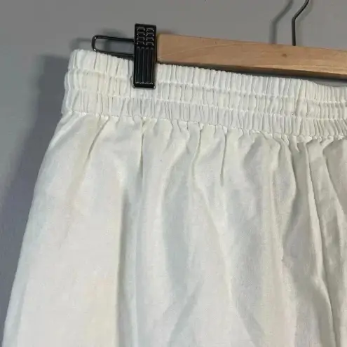 J Crew New Seaside Pant Women White Linen Blend Pull On Pockets Travel Size 8