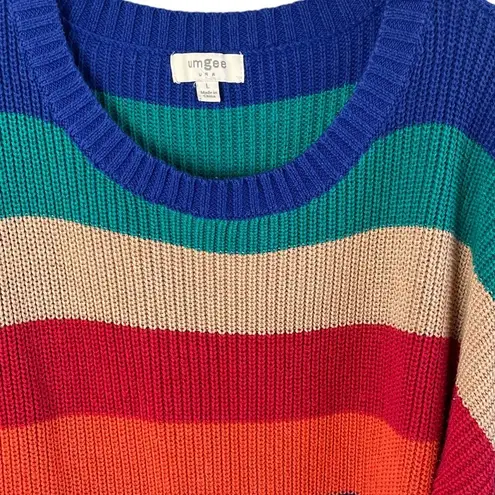 Umgee  Women’s Colorful Colorblock Crewneck Sweater Size Large