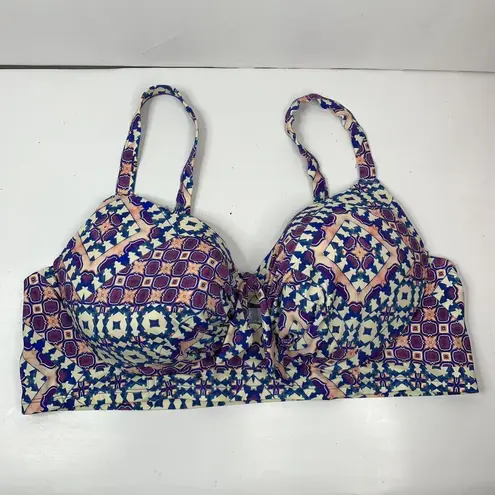 Swimsuits For All Plus 46C Underwire Bikini Swim Top Tile Print Keyhole Detail Size XL