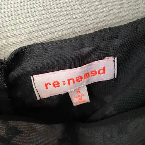 re:named sz S black pink floral off shoulder maxi sundress