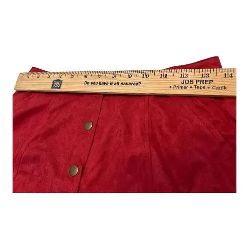 Andree by Unit Faux Suede Skirt Womens SizeS Slash Pockets Lined Embroidered - Image 4