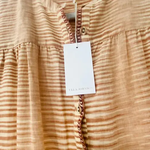 Ulla Johnson NEW Fiora Striped Shirt Dress Medium Sz 8 Beige Tan Brown Feminine