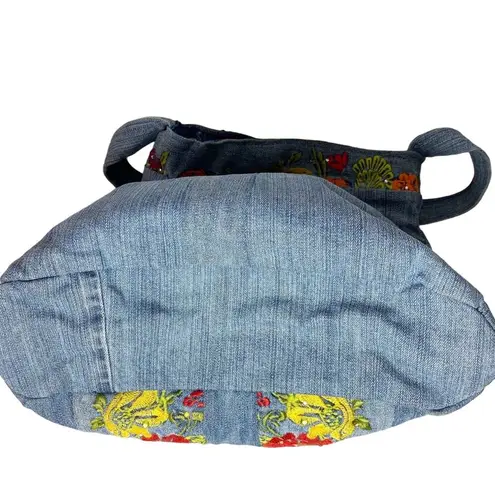 Unbranded Bohemian Jean Bag Floral Embroidery Large
