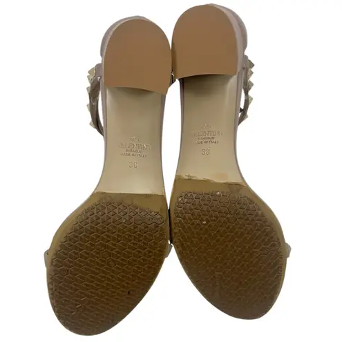 Valentino Garavani 60mm Rockstud Ankle Wrap Leather Sandal Pink Size 38