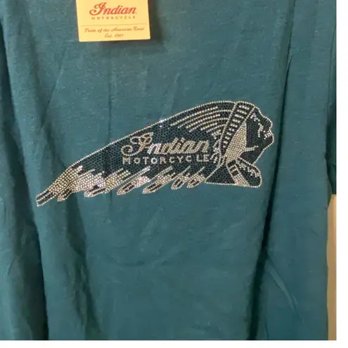 New Indian Motorcycle Women's Teal Rhinestone Headdress T