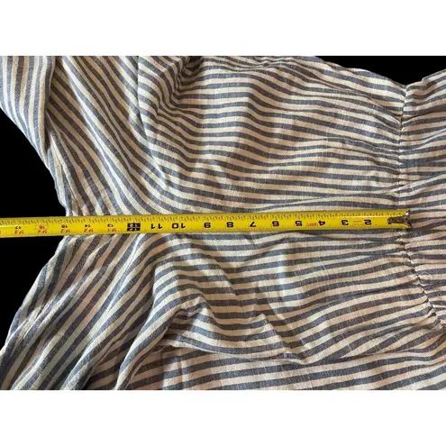 Hudson June Womens Jumpsuit Plus Size 1 Blue Ivory Stripe Linen Blend 1 Piece