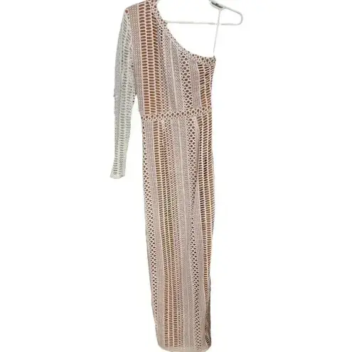 Michael Costello NEW-NWT x REVOLVE Berthe Ivory One Shoulder Lace Maxi Dress XS