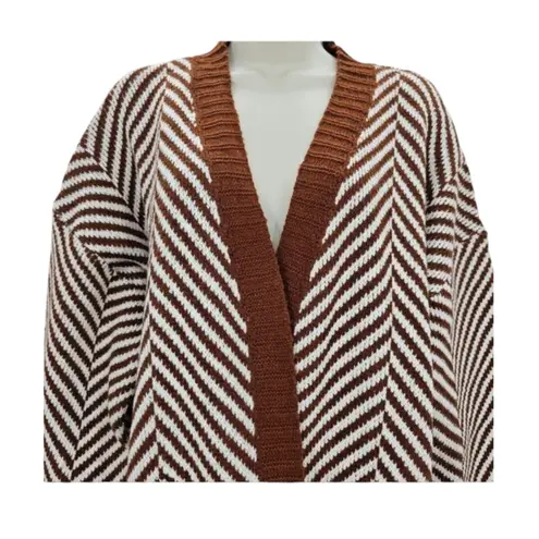 Fortune + Ivy Chevron Cardigan Brown/White Size Small