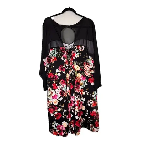 Torrid -Plus Size - Woman’s Size 4X Mini Scuba Illusion Neck Dress Black Floral