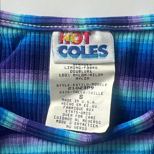 Vtg Rare 90s Y2K Hot Coles Bright Colorful Funky Top Sz S Blue