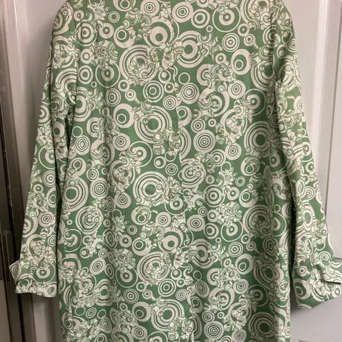 Harvé Benard Green and White Patterned Coat