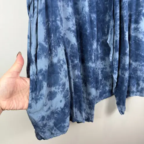 Catherines Cardigan Women's 1X Plus Blue Tie-Dye Drape Open Front Duster Boho