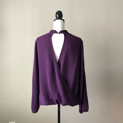 Everly  | Purple Keyhole Open Back Blouse