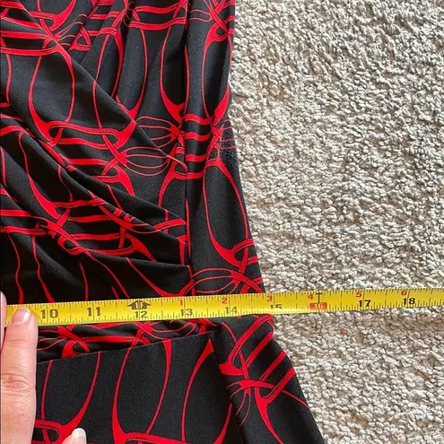 Perseption Concept Red and Black Wrap Midi Dress with Ruffled Hem | Small