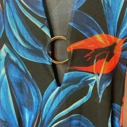 Louisa Ballou Helios Double Layer Mesh Dress Night Blooming Flower Size Medium Blue