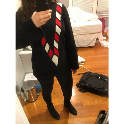 VICTOR GLEMAUD Black Red White Candy Detail Cotton Cashmere V Front Sweater S