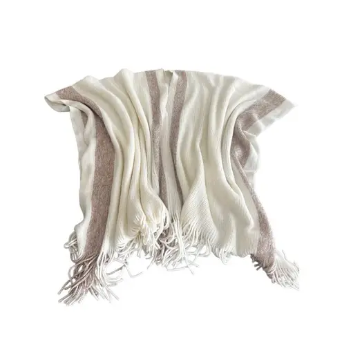 Luxury Women Winter Knitted Scarf Poncho Tan