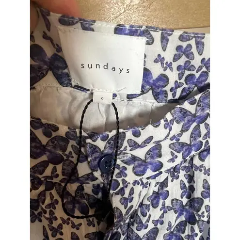 We are Sundays Cotton Midi Skirt with Purple Butterflies Ruffle Sz. 0 White