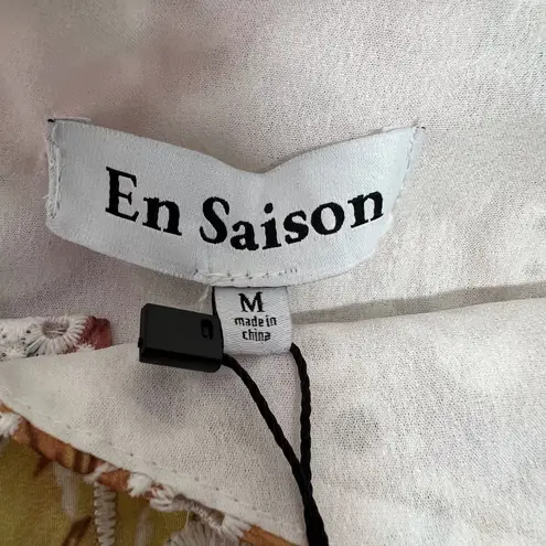 En Saison Presley Midi Dress Tiered Skirt Floral Embroidered M Ruffle Cottage Green Size M